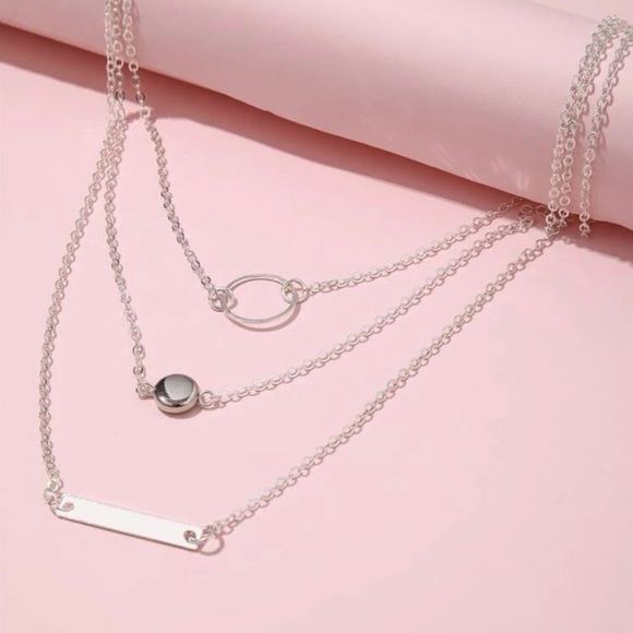 ❤️Silver Layered Bar Necklace - Picture 3 of 3